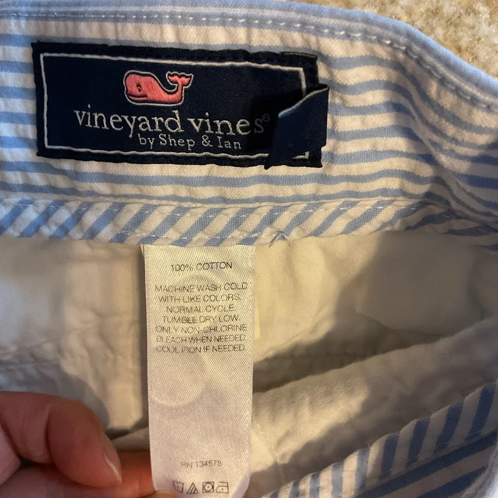 Vineyard Vines Breaker Shorts Seersucker Blue & White  Striped Nautical Men’s 32
